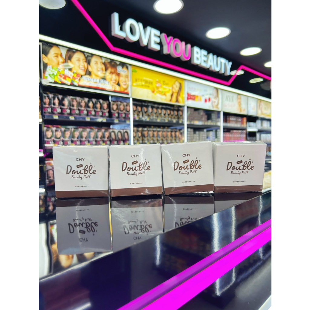 แป้งพัฟ ซีเอชวาย CHY Double Beauty Puff SPF30PA+++ แท้100%เนื้อละเอียด เบลอรูขุมขน กันแดด กันน้ำ 7g.