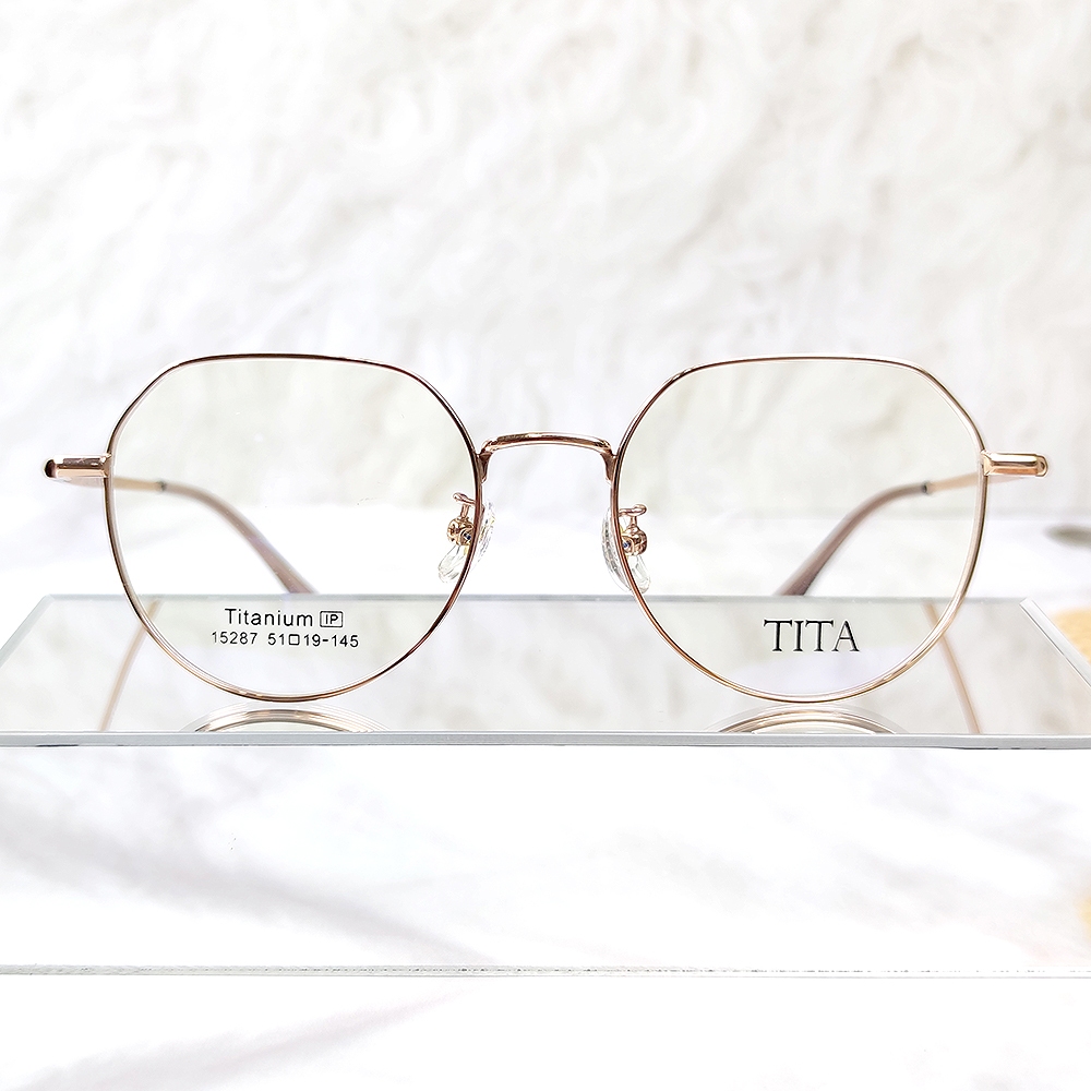 กรอบ พร้อม ตัดเลนส์สายตา แว่นตา TITA ไทเทเนียม รุ่น  15287-C7 สี Pink Gold   น้ำหนักเบา ทนทาน