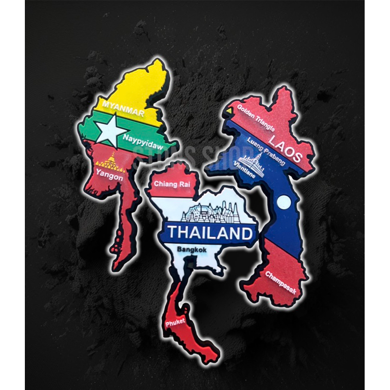 แม่เหล็กติดตู้เย็น แม็กเน็ตพลาสติก ประเทศต่างๆ magnet 🇹🇭🇱🇦🇲🇲