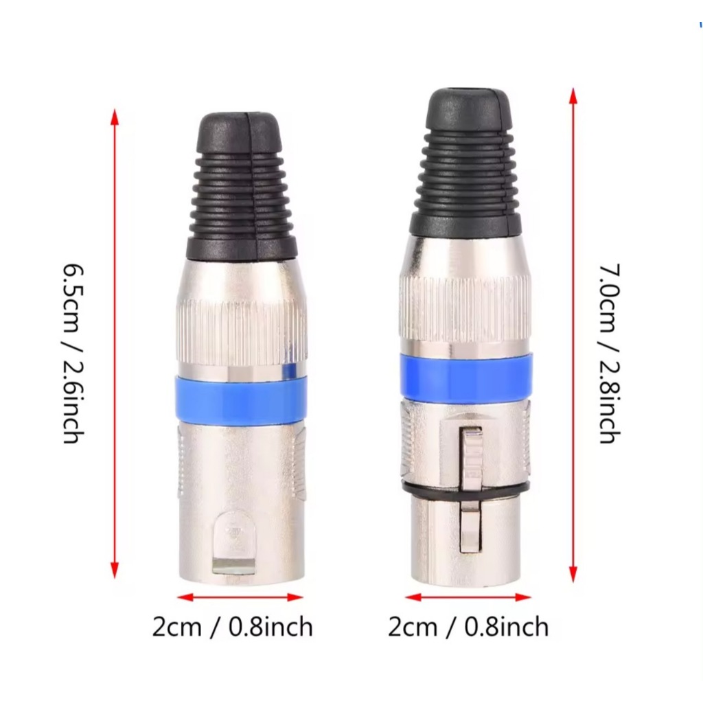 ปลั๊ก XLR ตัวผู้ เมีย 3ขา รุ่นคาดสี ท้ายยาง แคนนอนตัวเมีย CANNONตัวเมีย J.CANNON ปลั๊กแคนนอน แจ็คแคนนอน เข้าสายสัญญาณ