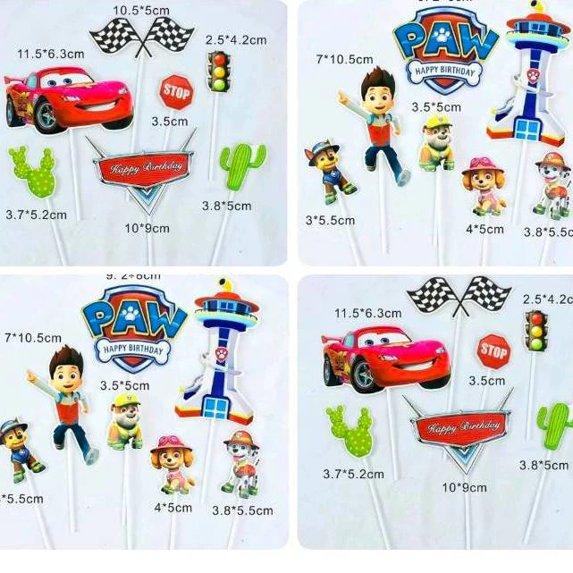 ป้ายปักเค้ก Paw Patrol ป้ายรถการ์ตูน (ชุด7ชิ้น)