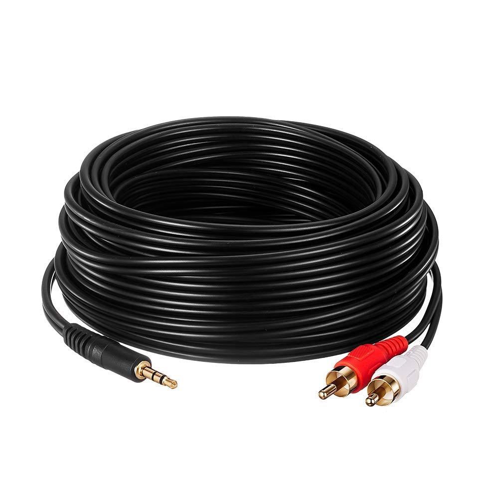สาย Aux to RCA 1 ออก 2 Cable (สีขาว/แดง) สายสัญญาณเสียง ความยาว 1.5เมตร 3เมตร 5เมตร 10เมตร 15เมตร 20เมตร