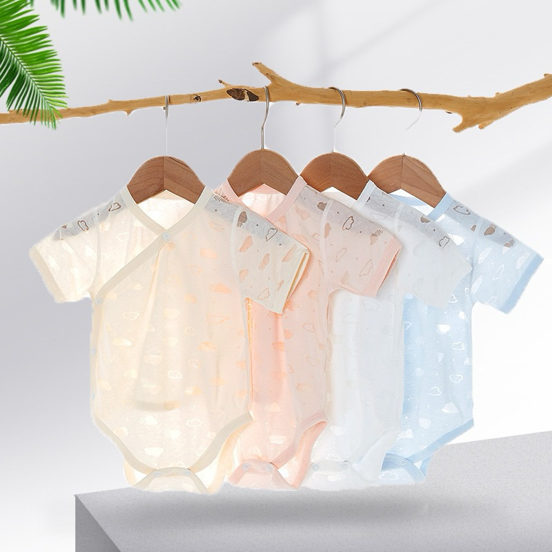 Babyculture รอมเปอร์เด็กผ้าระบายอากาศ เสื้อผ้าหน้าร้อนเด็กเล็ก ผ้าโปร่งสะบาย ลายการ์ตูนปลา พร้อมส่งจากไทย บอดี้สูท
