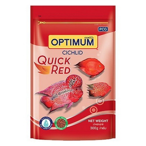 อาหารปลา Optimum Cichlid Quick Red ออพติมั่ม ปลาหมอสี 300กรัม