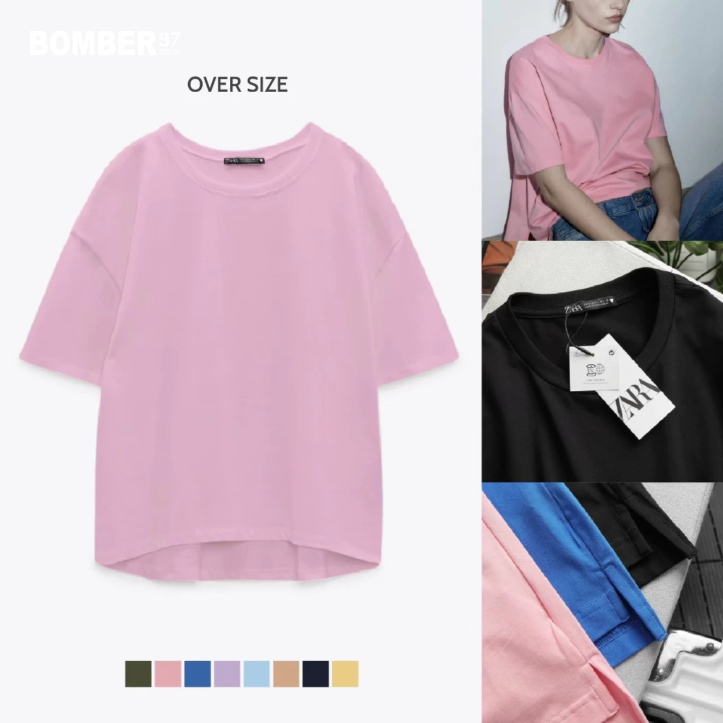 เสื้อยืด Oversize ZA-RA เสื้อยืดคอกลม ทรงหลวม สายแฟชั่น สุดเท่ ใส่ได้ทุกเพศ (เน้นเท่ เก๋ มีสไตล์)