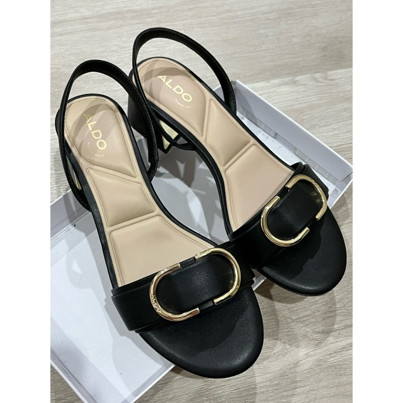 ALDO รองเท้าหนังรัดส้น สีดำ ขนาด EUR 37