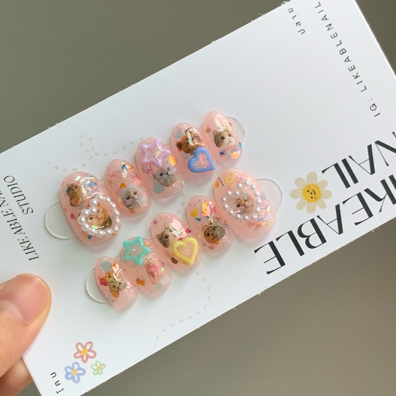 เล็บเจลแท้ราคาถูก (ลายน้องแมวเหมียวสุดcute)(พร้อมส่ง)
