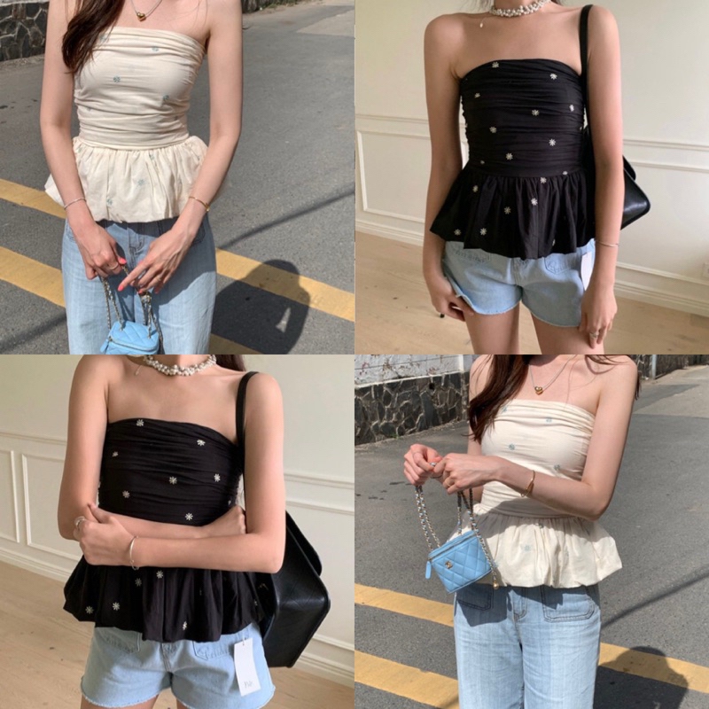 เสื้อเกาะอกลายดอกเดซี่ สม็อคหลัง