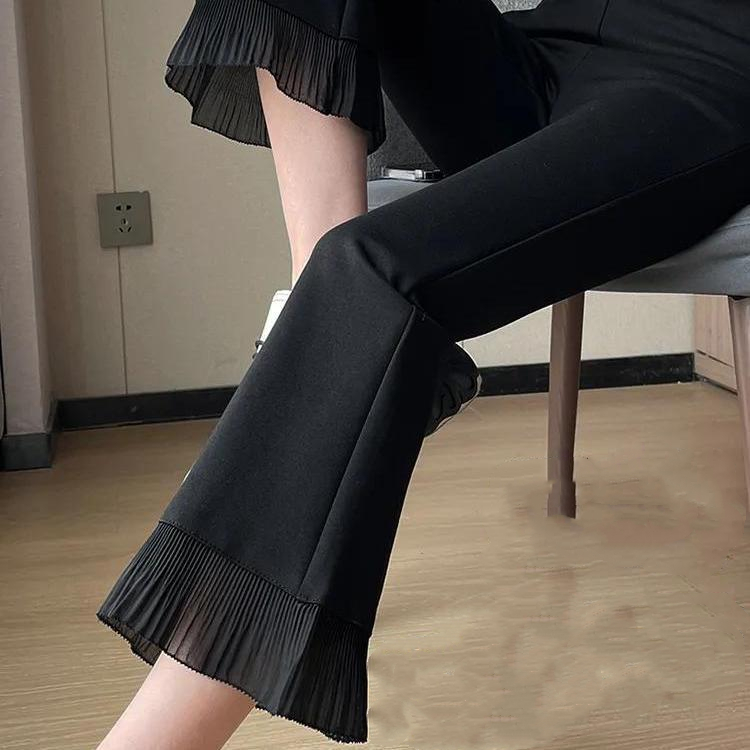 ⚡พร้อมส่ง⚡M-4XL;กางเกงดำ ฤดูร้อน ใหม่; หลวม; ขนาดใหญ่; ใยแมงมุม การเคลื่อนไหว กางเกงสบาย ๆ(เอวยางยืด)