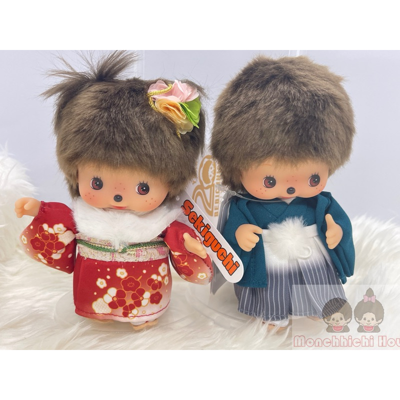 📌พร้อมส่ง📌ขายคู่Monchhichi Kimono Boy-Girl (20th Anniversary Model)ป้ายห้อย🇯🇵ของแท้💯