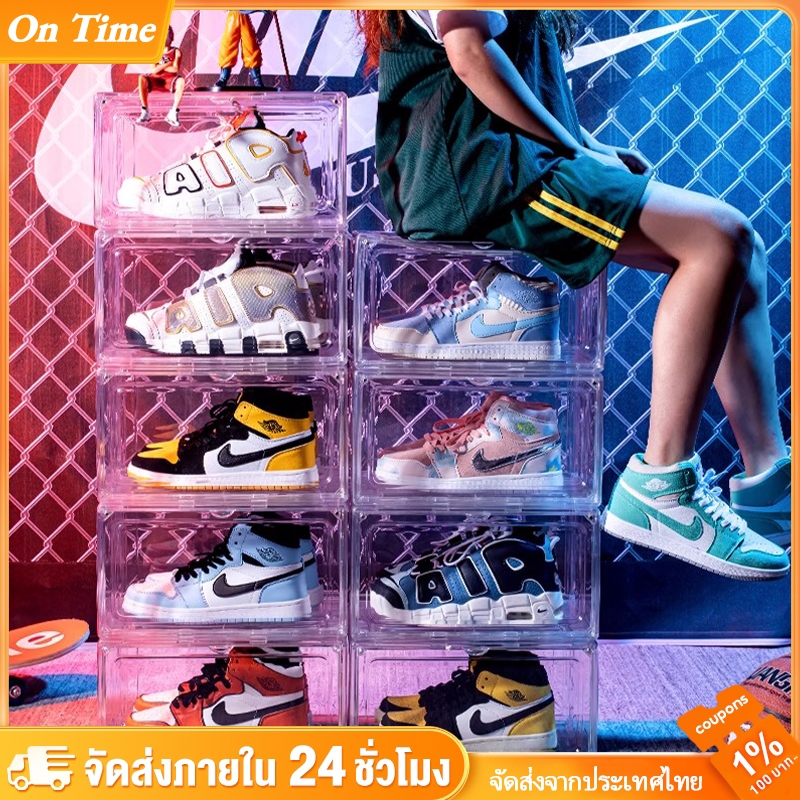 วัสดุแบบอะคริลิคใส tower shoe box ออกแบบฝาหน้าแม่เหล็ก เก็บวางรองเท้า กล่องวางรองเท้าโปร่งใส ตู้วางรองเท้ากล่องรองเท้า