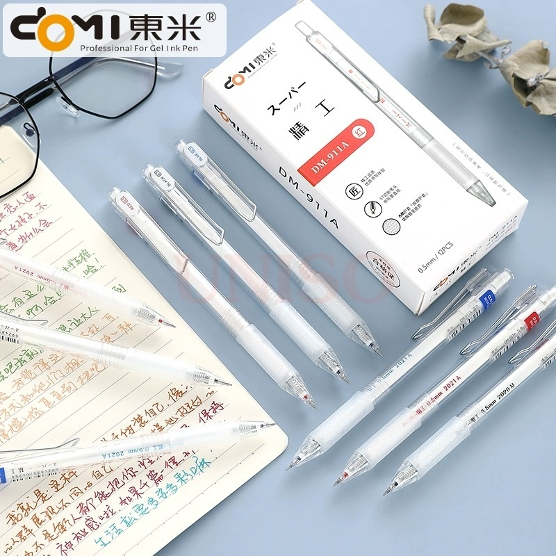 DOMI ปากกาเจล DM-911A หัวแหลม ST ชนิดแห้งไว 0.5 มม. มี 3สี ให้เลือก มีไส้เปลี่ยน ด้ามจับหุ้มยาง หมึกเจลคุณภาพดี #office