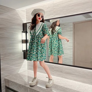 ชุดกระโปรงยาวลำลองเด็กผู้หญิงฤดูร้อน ชุดเดรสเด็กน่ารักๆลายดอ…