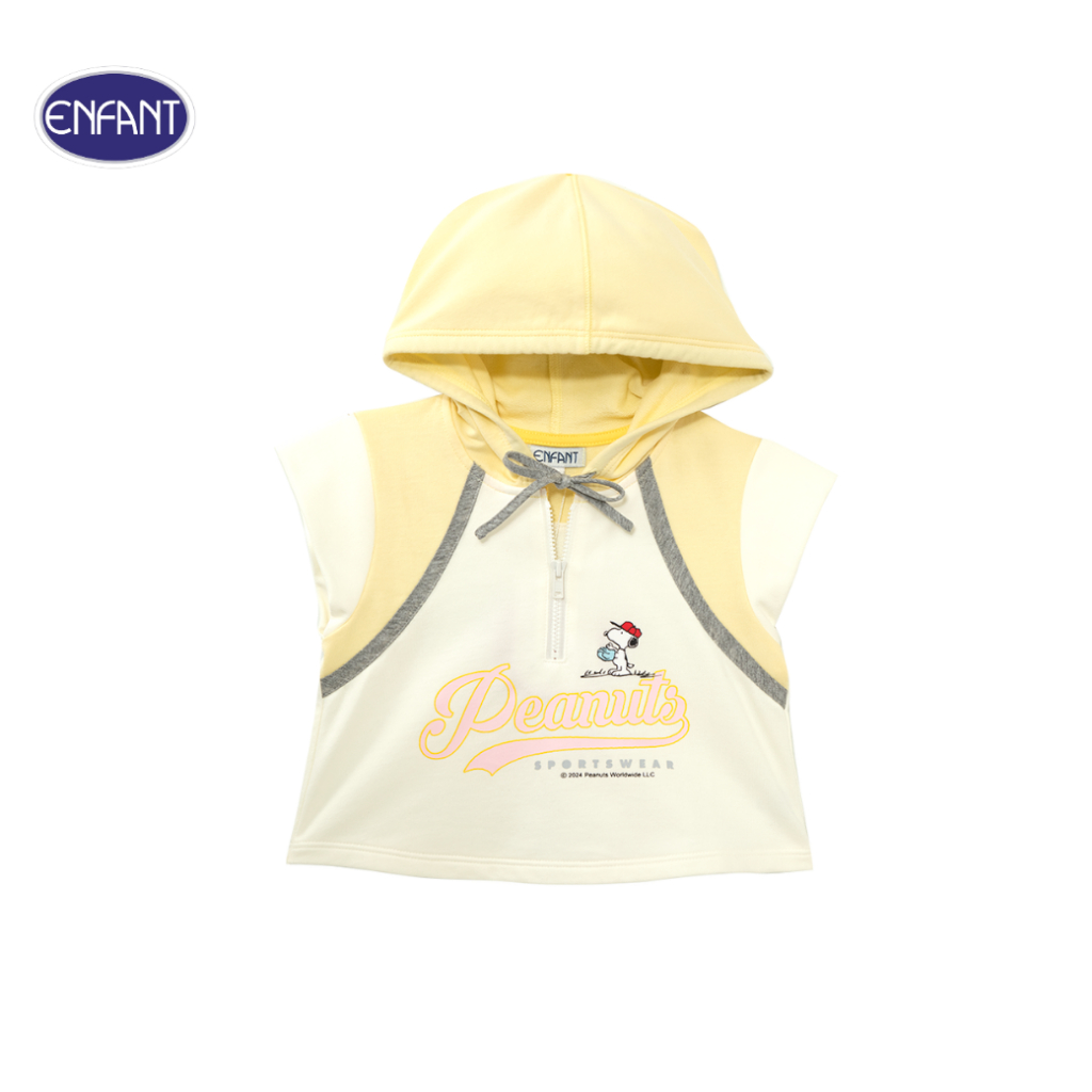 ENFANT (อองฟองต์) ชุดเสื้อมีฮู้ด+กางเกงกระโปรง สำหรับเด็กอายุ 6-12 เดือน คอลเล็กชั่น สนูปี้ ผ้าคอตตอน 100% สีเหลือง