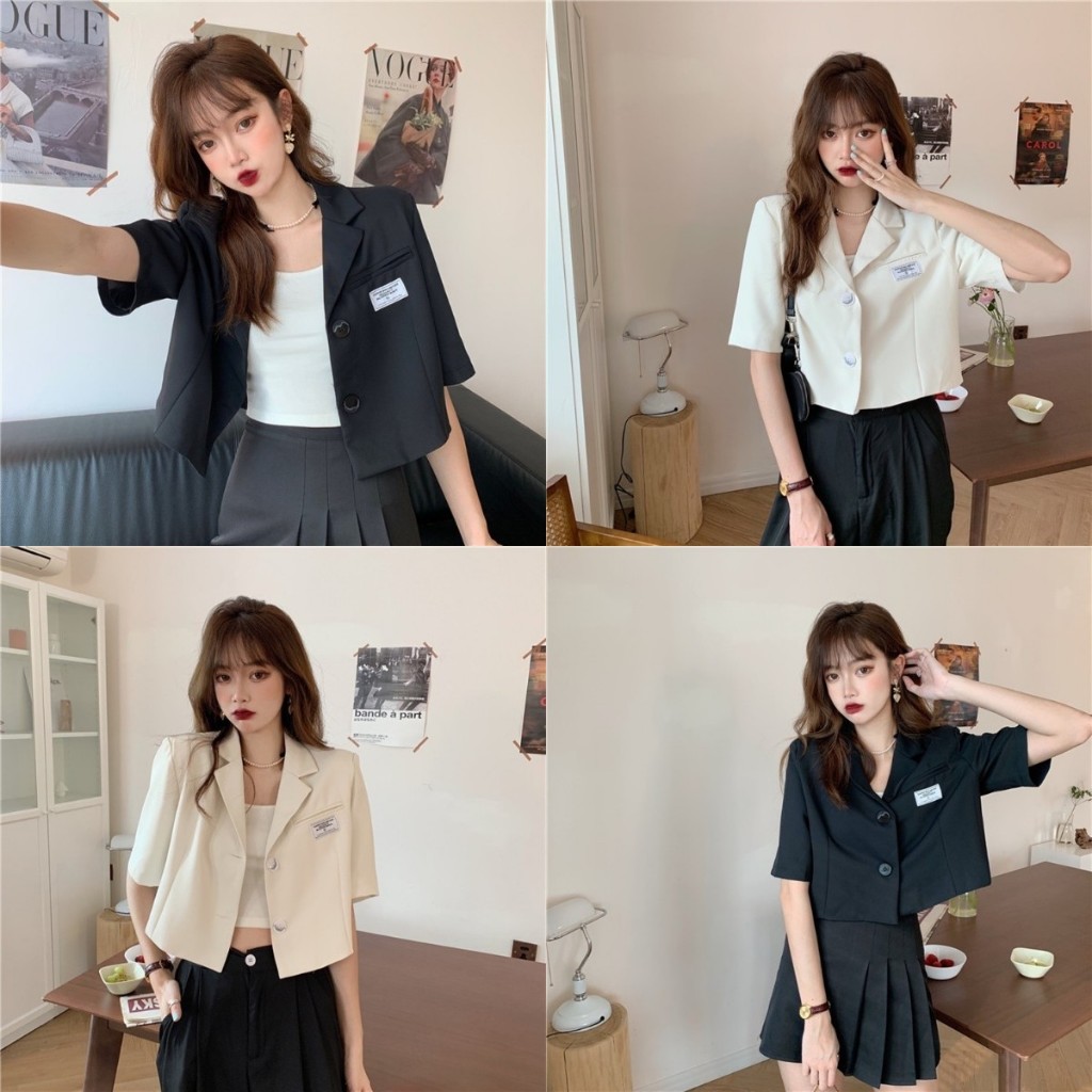 เสื้อคลุมผู้หญิง เสื้อเเจ็กเก็ตสั้น สไตล์เกาหลี ทรงหลวม กระดุมใช้งานจริง #602165