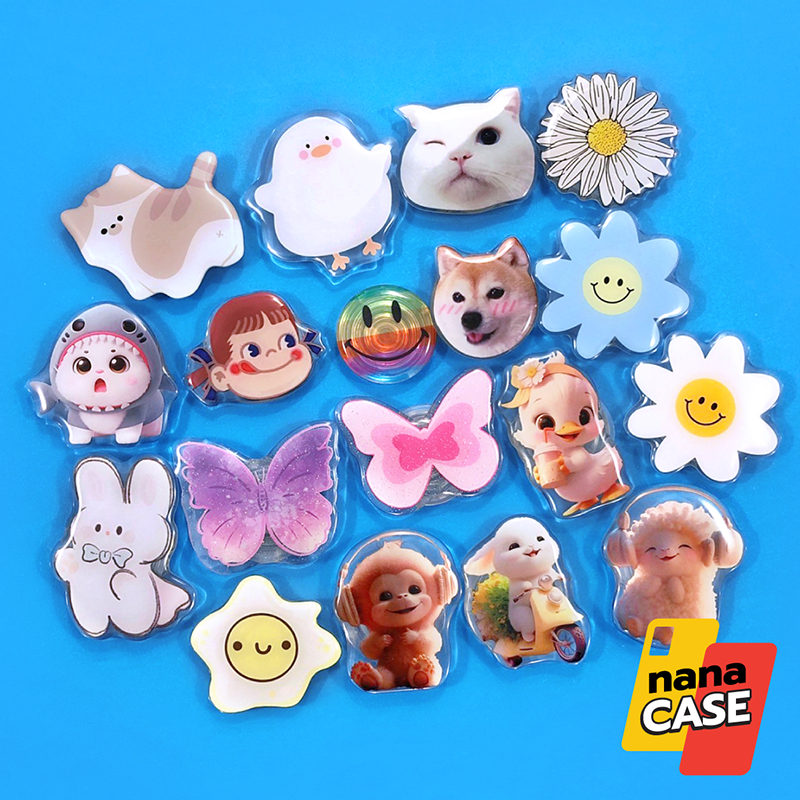 แหวนติดโทรศัพท์ตั้งได้ Griptok รูปการ์ตูนน่ารัก ดอกไม้ ผีเสื้อ หน้ายิ้ม แมว กระต่าย ป๊อปอัพติดหลังโทรศัพท์