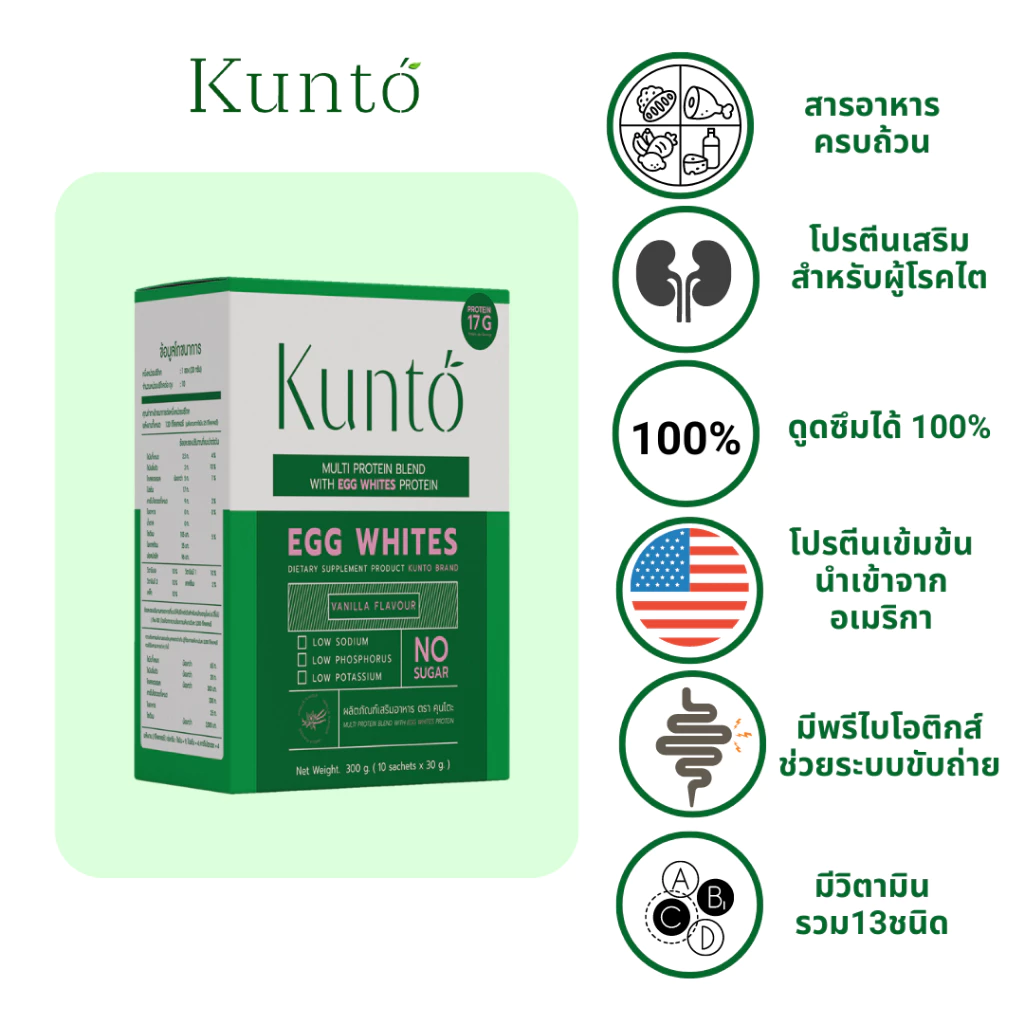 Kunto โปรตีนไข่ขาวผง 3 กล่อง thumbnail 3
