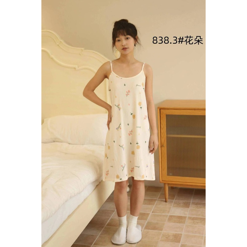 ชุดนอนสายเดี่ยวทรง(A) ผ้านิ่มใส่สบาย มี5ลาย 3ไซส์ค่ะ838# – โปรปัง