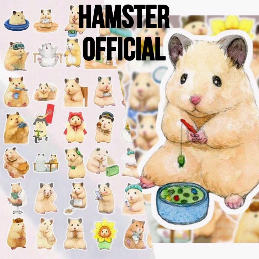 สติ๊กเกอร์ การ์ตูนแฮมสเตอร์ และผองเพื่อน เม่น หมี แมว สัตว์ ตกแต่ง กรง สัตว์เลี้ยง Hamster Official pet sticker cartoon
