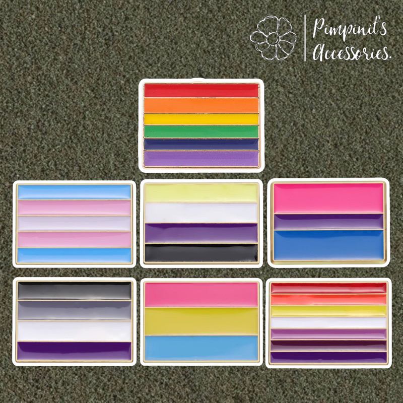 ʕ •ᴥ•ʔ ✿ พร้อมส่ง : เข็มกลัดเซ็ทธงสัญลักษณ์ความหลากหลายทางเพศ | LGBTQ+ Pride Flag Symbol Enamel Broo
