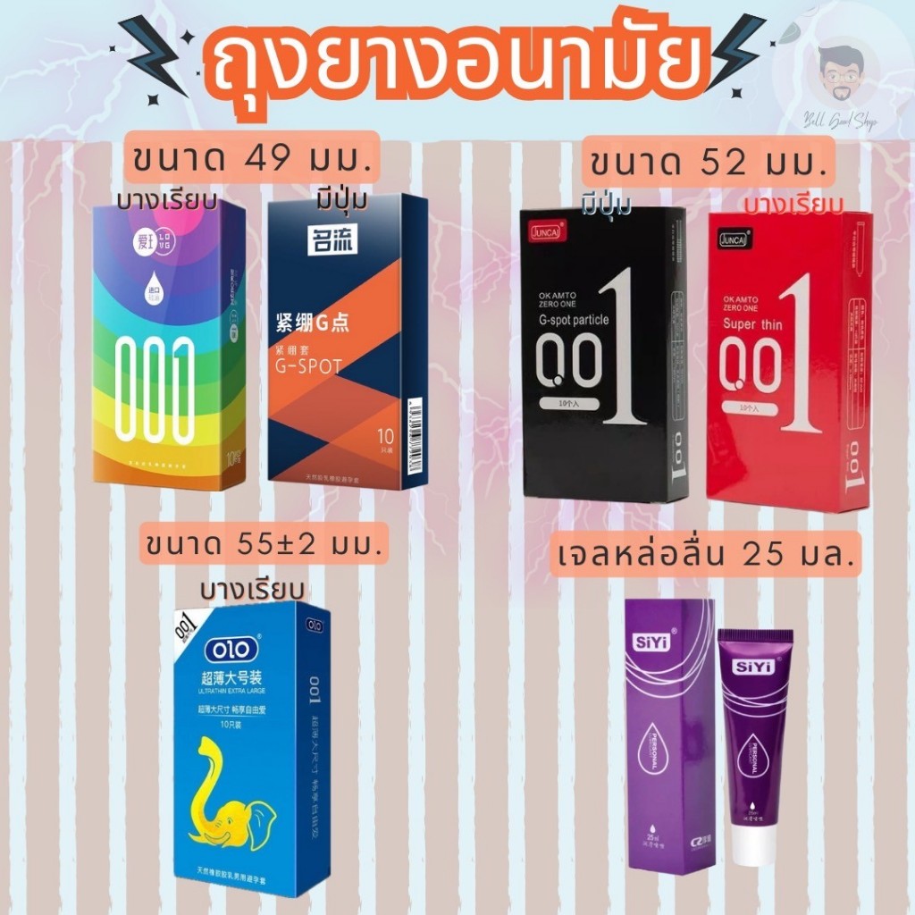 ถุงยางอนามัยขนาด 49 52 55 มม.และเจลหล่อลื่น