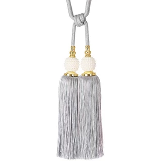 สายรวบผ้าม่านไข่มุกรุ่นตุ้มคู่ สายรัดผ้าม่าน อุปกรณ์ตกแต่ง สไตล์เกาหลี #ZZSQ