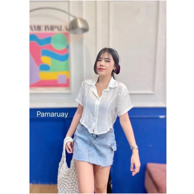 Jai607 เสื้อเชิ้ตแขนสั้นคอปก สีพื้นสวยทุกสีแต่งกระดุมสีตามเสื้อ ซัมเมอร์นี้ไม่พลาดนะคะ มีความเรียบโก้ดูแพง