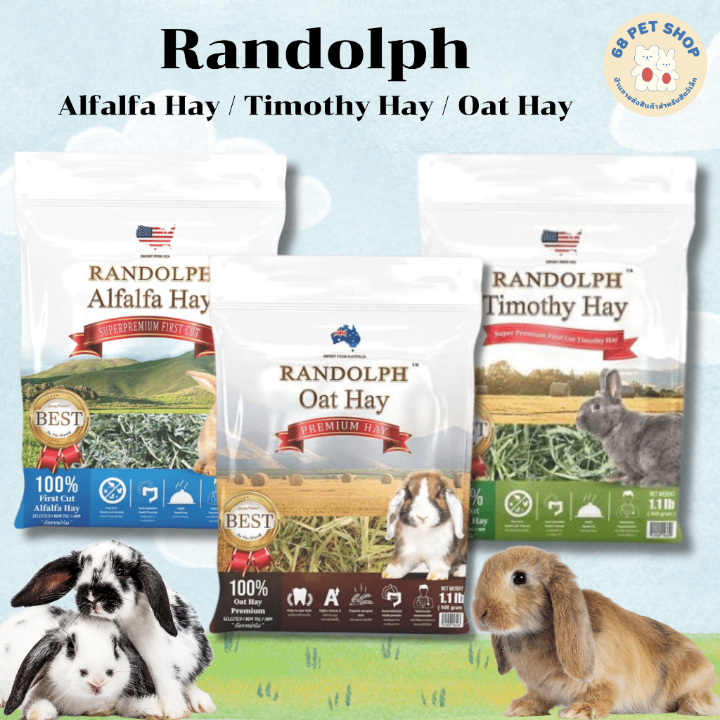 Randolph หญ้าซุปเปอร์พรีเมี่ยม Oat hay Timothy Alfalfa ขนาด 500 กรัม
