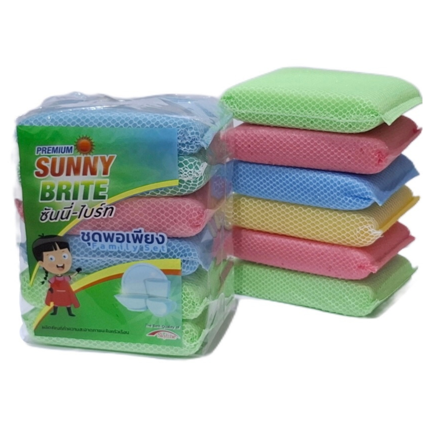 Sunny Brite Family Set ชุดพอเพียง (1 ชุด 6 ชิ้น) รหัสสินค้า 7004 ฟองน้ำตาข่าย