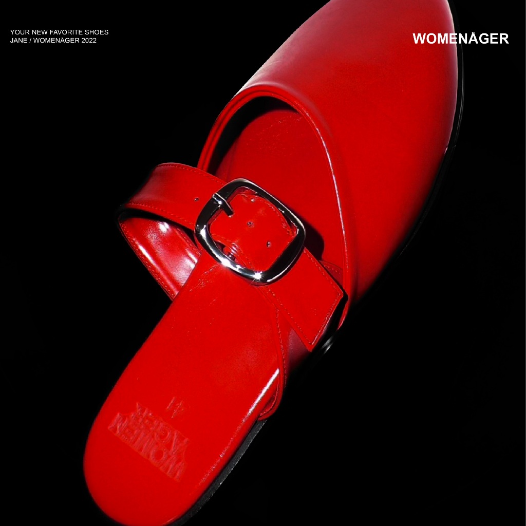 womenager - Jane Ruby leather รองเท้าแตะคัทชูเปิดส้น สวมใส่ง่าย
