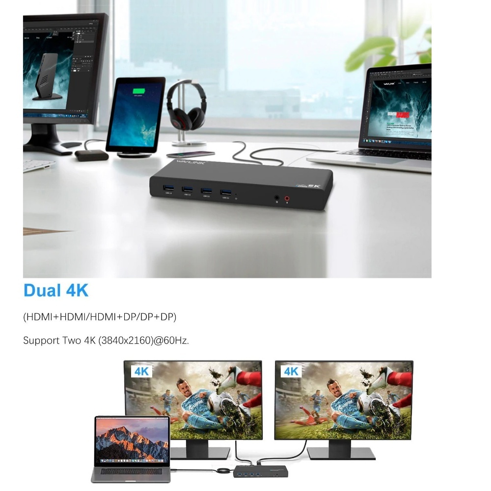 Wavlink WL-UG69DK1 USB-C Dual 4K Docking Station