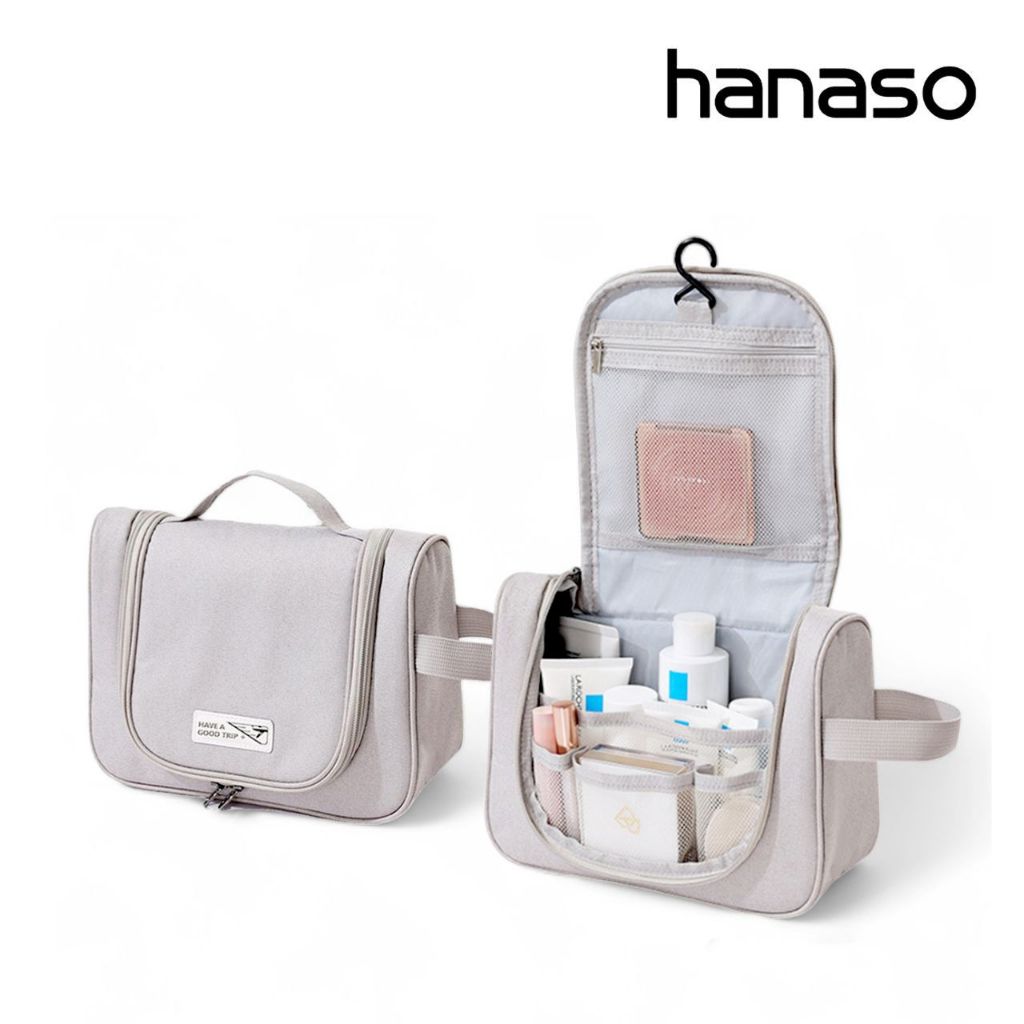 Hanaso กระเป๋าแขวนอาบน้ำ กระเป๋าจัดระเบียบ กระเป๋าห้องน้ำ เดินทาง พกพา ชุดเดินทาง ถุงอาบน้ํา  ขนาด 24x18cm. Toiletry Bag