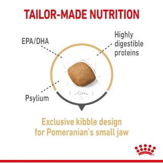 ROYAL CANIN POMERANIAN ADULT3 kgโรยัล คานิน อาหารสุนัขโต พันธุ์ปอมเมอเรเนียน ชนิดเม็ด (POMERANIAN ADULT) 3 kg.