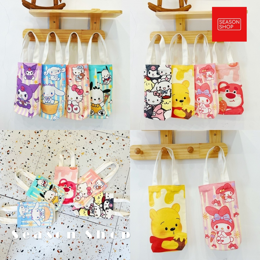 seasonshop ถุงใส่แก้วเยติ ถุงใส่แก้วลายการ์ตูน หิ้วง่าย พกพาง่าย ลายน่ารักมาก พร้อมส่งจากไทย