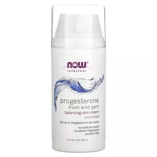โปรเจสเตอโรนครีม NOW Foods, Progesterone from Wild Yam, Balancing Skin Unscented 20 mg, 3 oz (85 g)