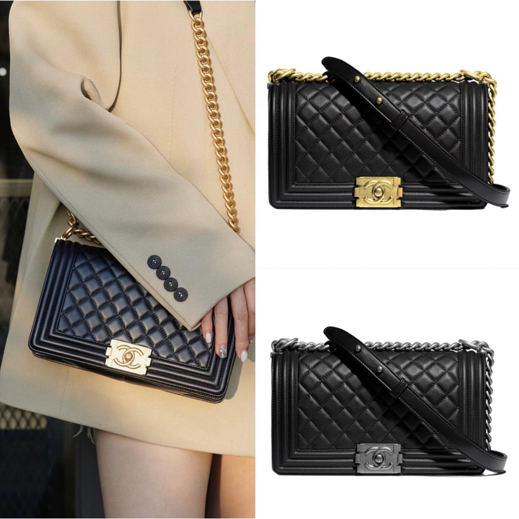 Chanel/Le boy series/diamond/flap pattern/chain bag/shoulder bag/100% authentic