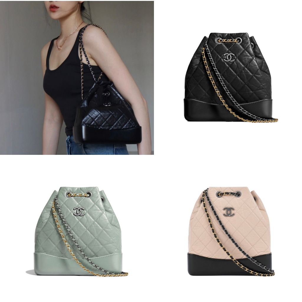Chanel/กระเป๋าผู้หญิง Gabrielle Series/หนังวัว/กระเป๋าสะพายหลังเล็ก/กระเป๋าเป้สะพายหลัง/กระเป๋ากุ๊ย/แท้ 100%