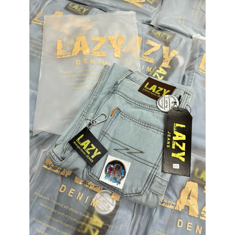 กางเกง LAZY คาโก้สีบลู แถมป้ายห้อย+ตะขอ