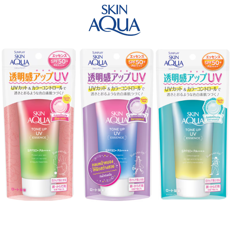 กันแดดญี่ปุ่น🇯🇵💯 Rohto Skin Aqua Tone Up UV Essence SPF50+PA++++  กันแดดสุดฮิตจากประเทศญี่ปุ่น 80G.