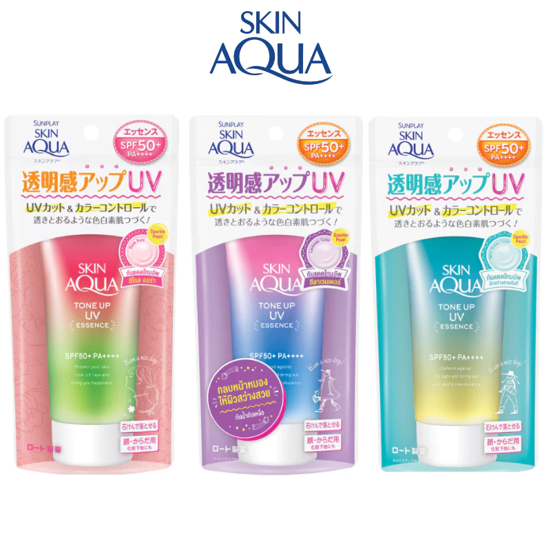กันแดดญี่ปุ่น🇯🇵💯 Rohto Skin Aqua Tone Up UV Essence SPF50+PA++++ กันแดดสุดฮิตจากประเทศญี่ปุ่น 80G.