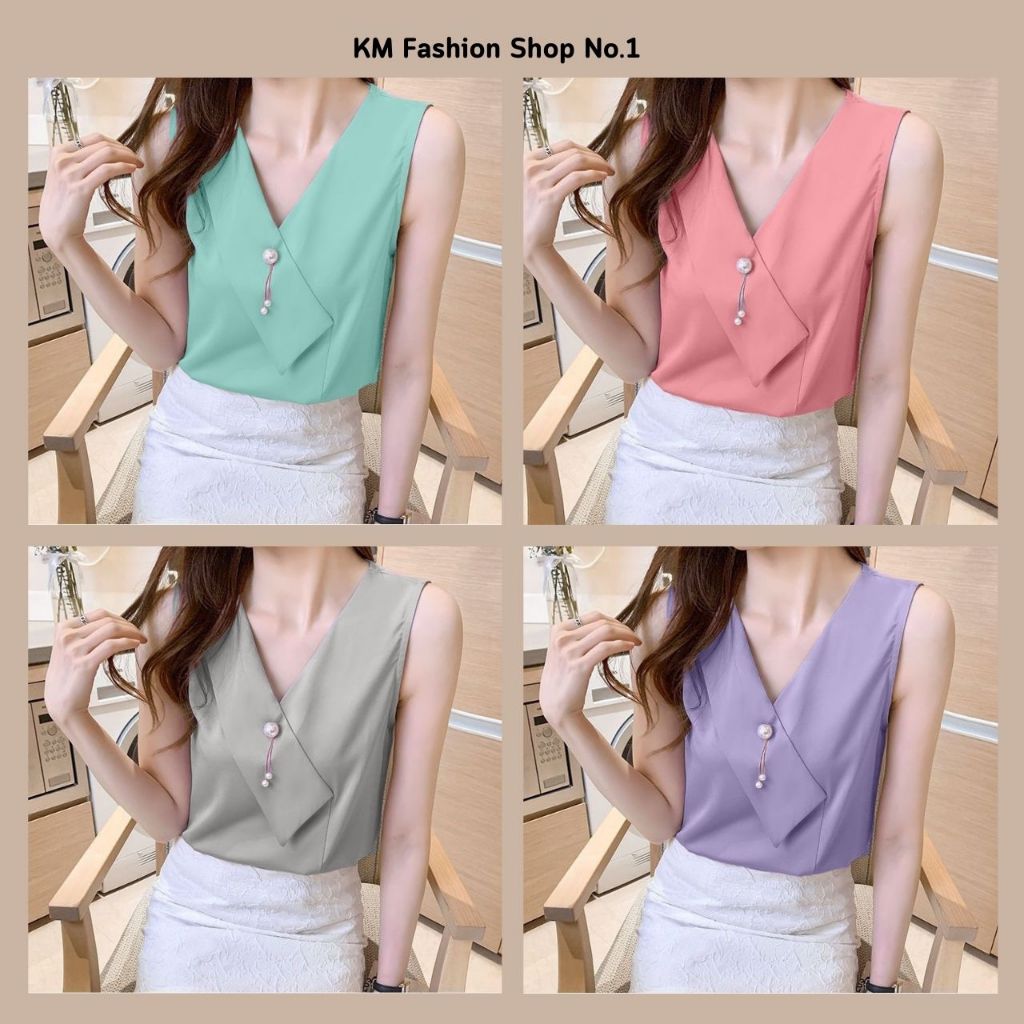 เสื้อปกหน้า คอวี ใส่ทำงาน คอวีสุดชิคM-XL