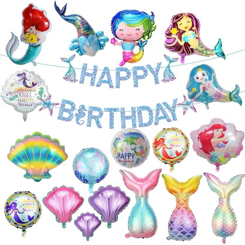 ลูกโป่งวันเกิดนางเงือก mermaid ลูกโป่งนางเงือก