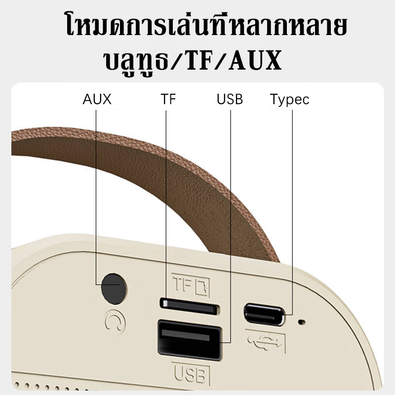 ลำโพงบลูทูธ ไมโครโฟนคู่ ลําโพงมีไมค์ 2in1มินิ แบบพกพา ลำโพงคาราโอเกะไร้สายกลางแจ้งขนาดเล็ก Bluetooth Speaker