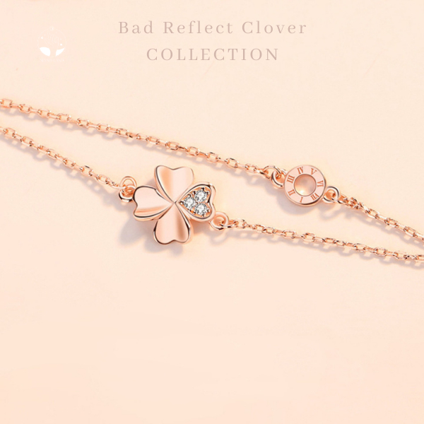 MNL💗Bad Reflect Clover สีทองพิ๊งโกลด์ ข้อมือใบโคลเวอร์ 4 แฉกสะท้อนโชคร้าย กำไล เครื่องประดับแฟชั่นผู้หญิง ของขวัญ