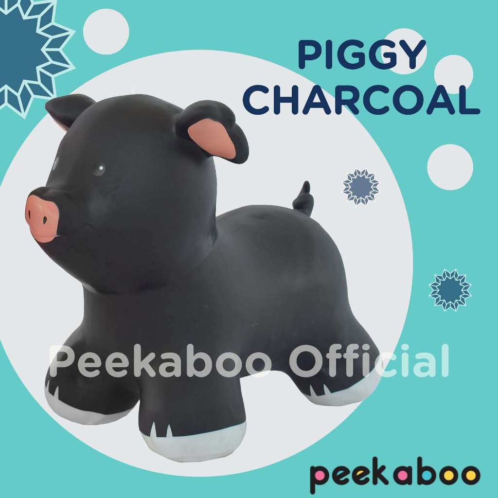 JUMPY Peekaboo จั๊มปี้ ตุ๊กตาสัตว์ยางกระโดดเด้งดึ๋ง Piggy Charcoal หมูพิกกี้ ชาโคล ของเล่นเด็ก