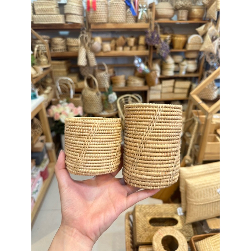 แก้วหวาย แก้วสาน (W0062 S/ W0052M) สำหรับใส่ปากกาดินสอ หรือใช้ตกแต่งบ้าน คาเฟ่ สไตล์มินิมอล พร้อมส่ง