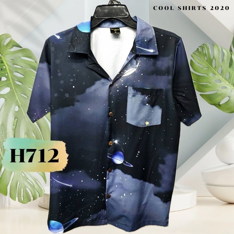 เสื้อฮาวาย ผ้าไหมอิตาลี กาแล็กซี่ H712