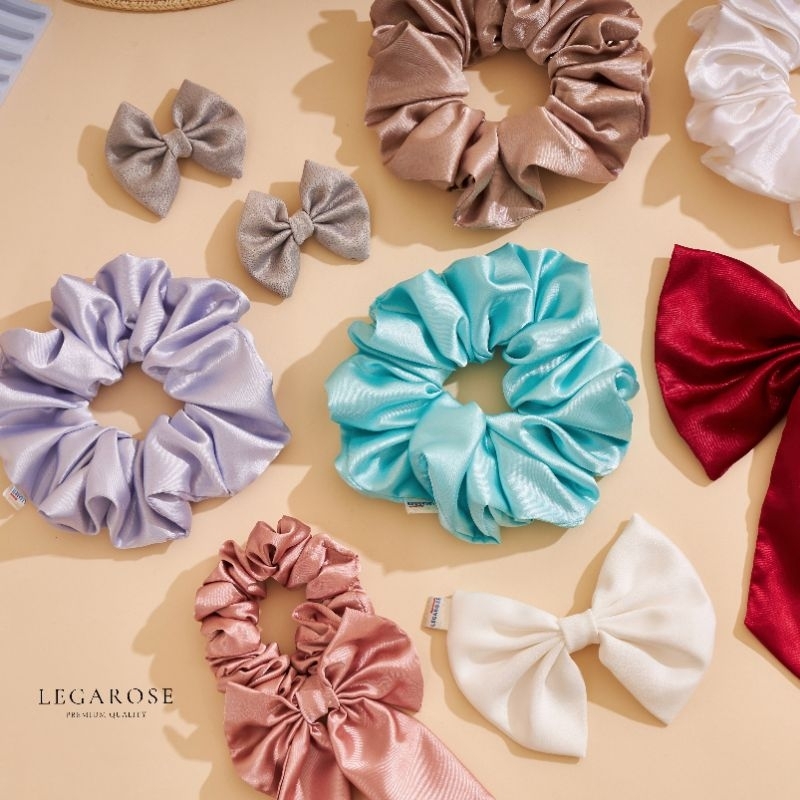 สีมีให้เลือก2ตระกร้า SCRUNCHIES SATIN-ยางมัดผมน่ารักๆ / ยางรัดผมโดนัท