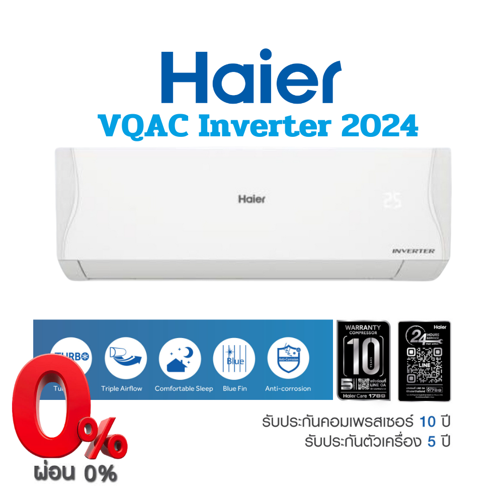 HAIER แอร์ไฮเออร์ ติดผนัง VQAC SERIES เฉพาะเครื่อง*แถมท่อ4เมตร