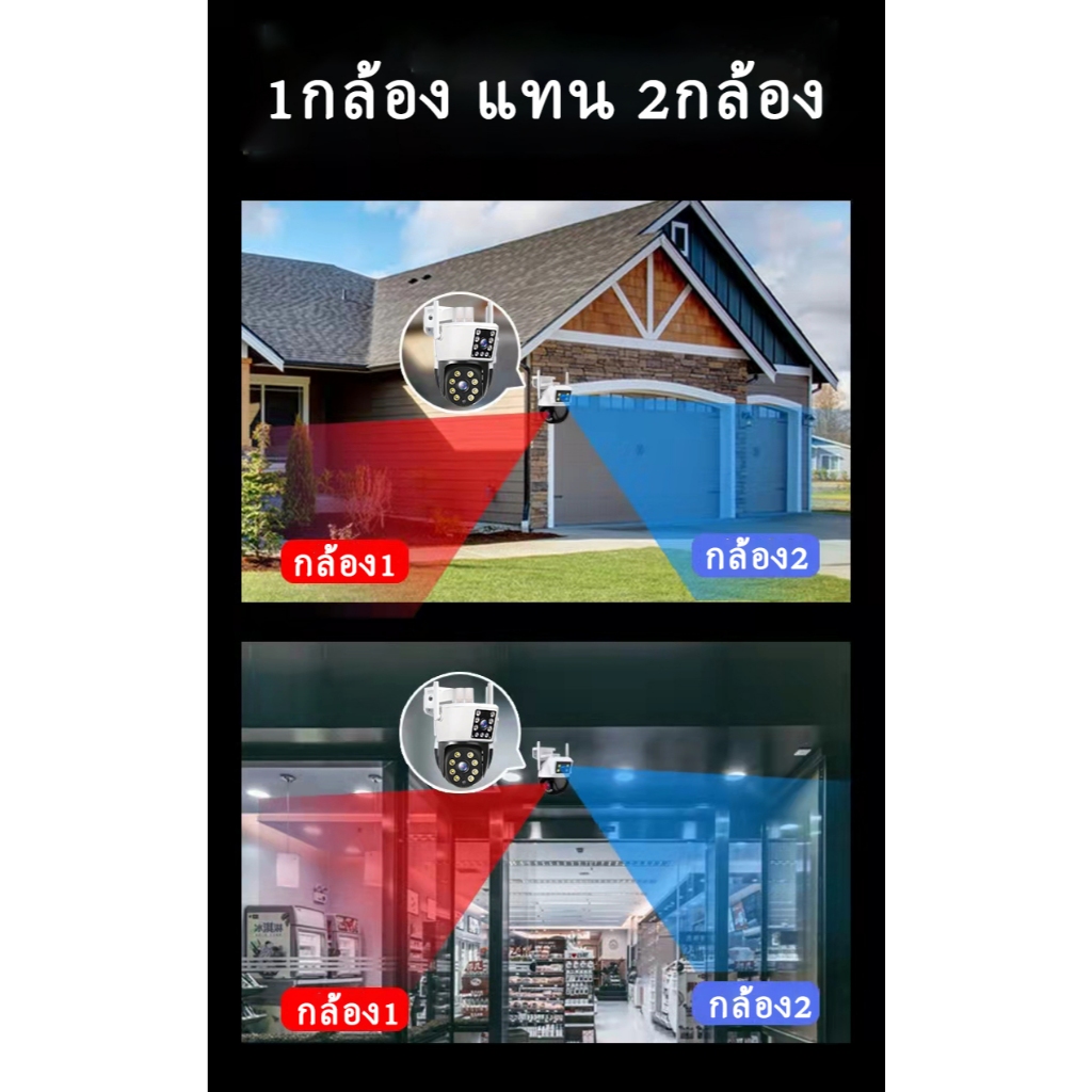 EYEVISION Dual Camera 2in1 2กล้องดูพร้อมกันได้ กล้องวงจรปิด wifi ip camera กลางคืนภาพสี พูดโต้ตอบได้